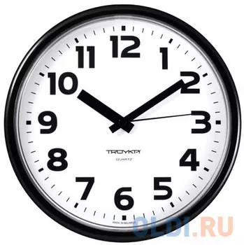 Часы настенные TROYKA 91900945, круг, белые, черная рамка, 23х23х4 см