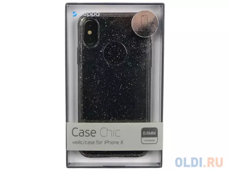 Чехол Deppa 85339 Chic Case для Apple iPhone X, черный кейс, полиуретан