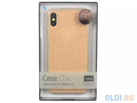 Чехол Deppa 85340 Chic Case для Apple iPhone X, золотой кейс, полиуретан