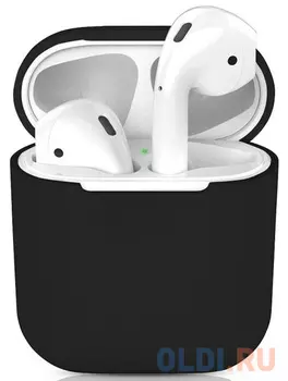 Чехол силиконовый для Apple Airpods 1/2 DF iAir-01 (black)