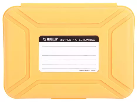 Чехол для HDD/SSD ORICO PHX-35-OR, противоударный PP пластик, влагозащита, желтый, 178мм. x 128мм. x 29.2мм.