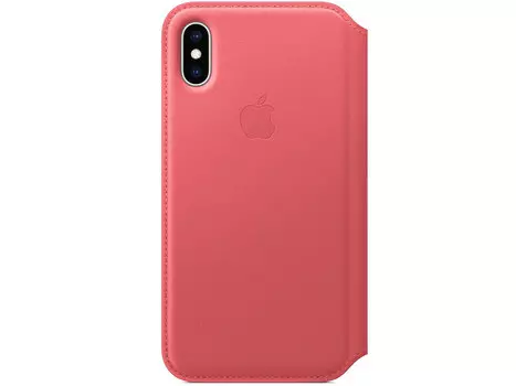 Чехол iPhone XS Leather Folio - Peony Pink