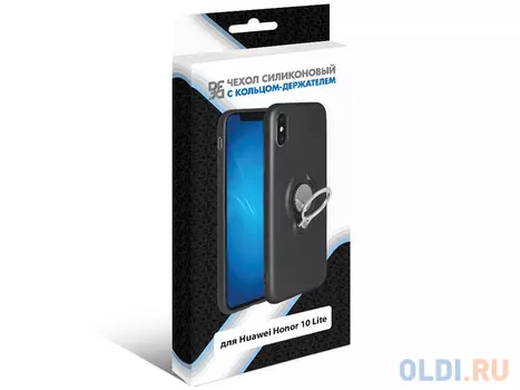 Чехол с кольцом-держателем для Huawei Honor 10 Lite DF hwRing-01 (black)