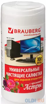 Чистящие салфетки BRAUBERG Астра 100 шт