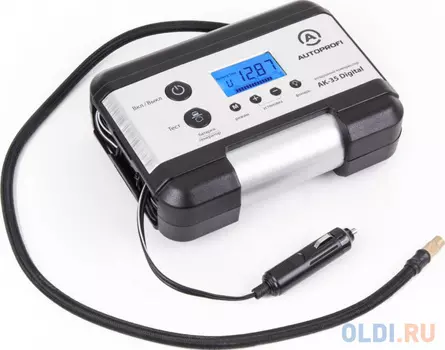 Цифровой компрессор AUTOPROFI AK-35 Digital, ЖК дисплей, тест АКБ и ген-ра, алюминиевый, 12V, 140W, 7 Атм., 30 л./мин., 1/8