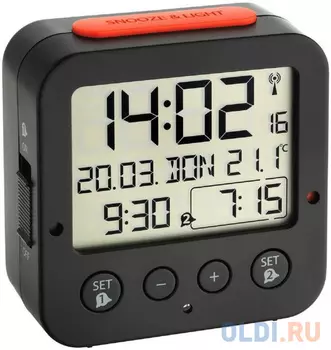 Цифровой радиоуправляемый Будильник TFA 60.2528.01, черный