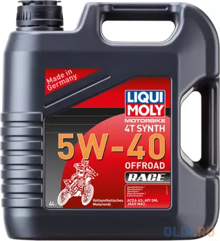 Cинтетическое моторное масло LiquiMoly Motorbike 4T Synth Offroad Race 5W40 4 л 3019