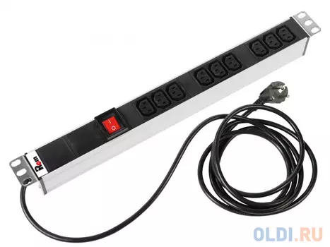 ЦМО Блок розеток Rem-16 с выкл., 9 IEC 60320 C13, 16A, алюм., 19", шнур 3 м. (R-16-9C13-V-440-3)
