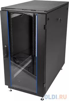 ЦМО Шкаф телекоммуникационный напольный 27U (600 х 1000) дверь стекло, цвет чёрный(ШТК-М-27.6.10-1ААА-9005)