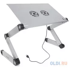 CROWN Столик для ноутбука CMLS-116G ( до 17”, размеры панели (Д*Ш): 42*27.5см, регулируемая высота до 48см, два кулера, питание от USB)