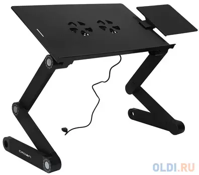 CROWN Столик для ноутбука CMLS-121B ( до 17”, с подставкой,, размеры панели (Д*Ш): 42*27.5см, регулируемая высота до 48см, два кулера, питание от USB)