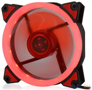 CROWN Вентилятор для компьютерного корпуса CMCF-12025S-1230 (120*120*25мм;Красное LED кольцо;1500 об/мин;35CFM;20Дб;Подшипник скольжения;3pin+MOLEX(папа-мама) 40+10см)