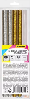 Cтержни клеев. для клеев.пист. Silwerhof 11-200-5-ASS дл.200мм D11мм разные цвета упак:5шт