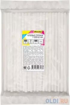 Cтержни клеев. для клеев.пист. Silwerhof 7-200-62-WH дл.200мм D7мм белый упак:62шт