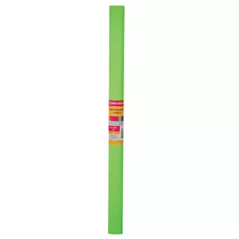 Цветная бумага крепированная флуоресцентная, растяжение до 25%, 22 г/м2, BRAUBERG, рулон, зеленая