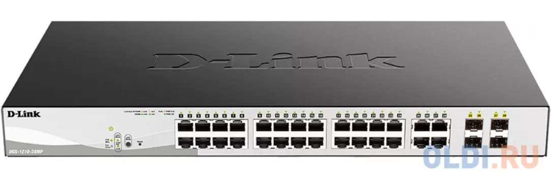 D-Link DGS-1210-28P/F3A Настраиваемый L2 коммутатор с 24 портами 10/100/1000Base-T и 4 комбо-портами 100/1000Base-T/SFP (24 порта PoE 802.3af/at, PoE-