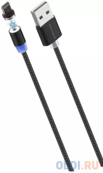 Дата-кабель Smart USB 2.4A для Lightning 8-pin Magnetic More choice K61Si нейлон 1м (Black)