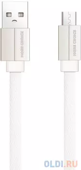 Дата-кабель USB 2.1A для micro плоский USB More choice K20m нейлон 1м (White)