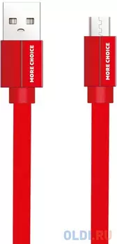 Дата-кабель USB 2.1A для micro плоский USB More choice K20m нейлон 1м (Red)