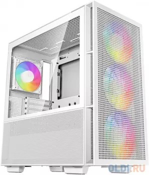 Deepcool CH560 WH без БП, боковое окно (закаленное стекло), 3x140мм ARGB вентилятор спереди и 1x120мм ARGB вентилятор сзади, белый, ATX