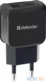 Defender Сетевой адаптер 2xUSB, 5V/2.1А, черный, пакет (EPA-13) (83840)