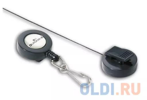 Держатель для бейджей DURABLE роликовый до 80 см., с карабином, с клипом, антрацит, цена за 1 шт