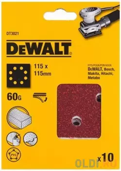 DeWalt Шлифлисты перф. 115х115мм,60G, 10шт DT3021-QZ