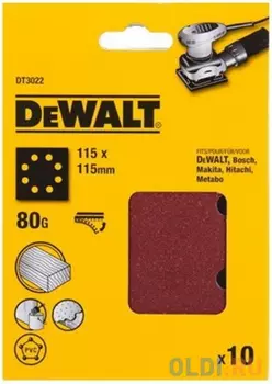 DeWalt Шлифлисты перф. 115х115мм,80G, 10шт DT3022-QZ