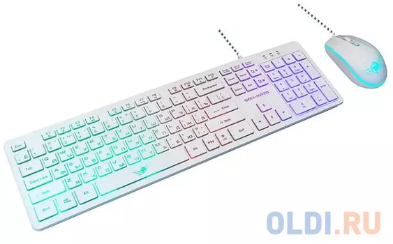 Dialog Проводной игровой набор KMGK-1707U WHITE Gan-Kata - клавиатура + опт. мышь с RGB подсветкой