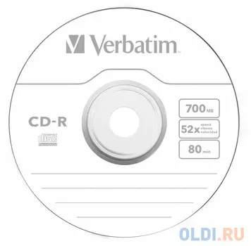 Диск CD-R Verbatim 700Mb 52x Slim case (10шт) (43415)