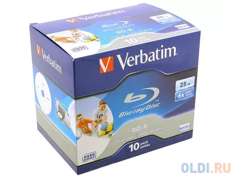 Диски BluRay Verbatim BD-R 25Gb 6x JewelCase Printable 43713 10шт