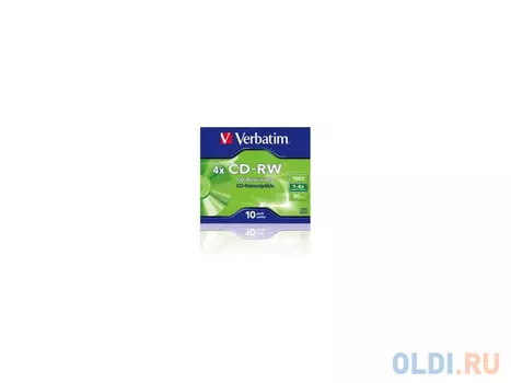 Диски CD-RW 700Mb 4x Jewel 10 шт Verbatim 43123