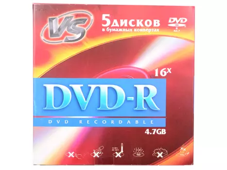 Диски DVD-R VS 16x 4.7Gb 5шт