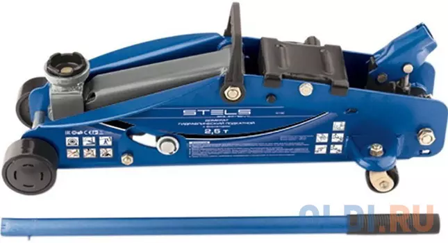 Домкрат гидравлический подкатной с фиксатором, 2,5т SAFETY PIN, 140-385 мм// Stels