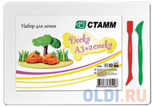 Доска для лепки А3, 298х423 мм, СТАММ, белая, 2 стека, НЛ26