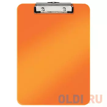 Доска-планшет LEITZ "WOW", с верхним прижимом, A4, 320х228 мм, пластик, 1,7 мм, оранжевая, 39710044