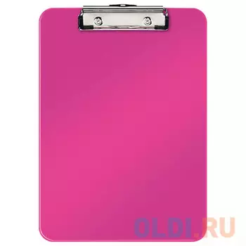 Доска-планшет LEITZ "WOW", с верхним прижимом, A4, 320х228 мм, пластик, 1,7 мм, розовая, 39710023