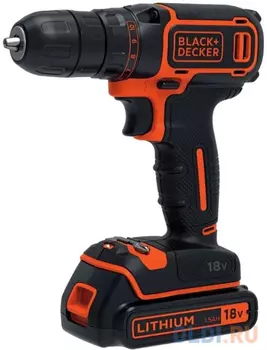 Дрель-шуруповерт аккумуляторная BLACK&amp;DECKER BDCDC18B-QW 18В 0-650 об/мин 10.3/30 Нм 2х1.5Ач Li-Io