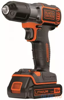 Дрель-шуруповерт BLACK &amp; DECKER ASD18KB-QW Autosence 18В 0-650об/мин 39Нм 2акк LiIon ЗУ 1ч чемодан