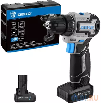 Дрель-шуруповерт Deko Loner 20V PRO аккум. патрон:быстрозажимной (085-1010)