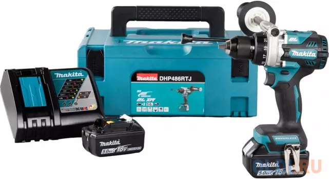 Дрель-шуруповерт Makita DHP486RTJ аккум. патрон:быстрозажимной (кейс в комплекте)