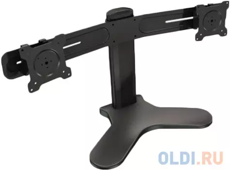 [DSH2] Двойная настольная подставка "бок о бок" Wize DSH2 для дисплеев 10 24, VESA 75x75, 100x100 мм, наклон +25/-5°, нагрузка до 14 кг (на один) черн.