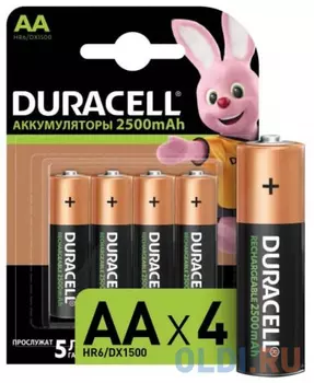 Duracell (TURBO) HR6-4BL 2400mAh/2500mAh (AA2500mAh/4BL) предзаряженные (4/40/15000) (4 шт. в уп-ке)