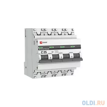 EKF Автоматический выключатель 4P 25А (C) 4,5kA ВА 47-63 PROxima mcb4763-4-25C-pro