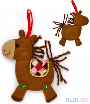 Елочные украшения Winter Wings "Лошадка с кармашком для открытки" 15 см 1 шт коричневый полиэстер N181468