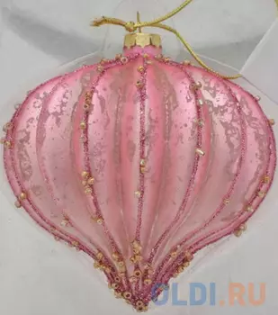 Елочные украшения Winter Wings ЛУКОВИЦА АМПИР с бисером 8 см 1 шт розовый стекло N07719