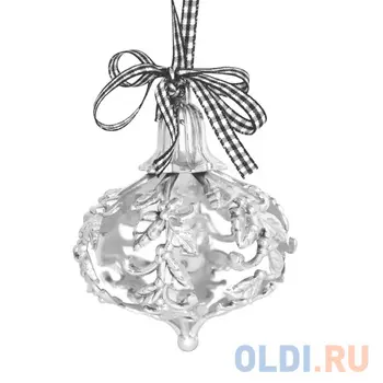 Елочные украшения Winter Wings Луковица Зимние узоры 7.5 см 1 шт серебро пластик N181075S/181074S