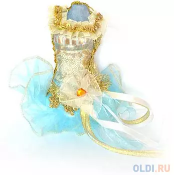 Елочные украшения Winter Wings "Пачка" 15 см 1 шт голубой-золотой пластик, полиэстер N180160/ГОЛ