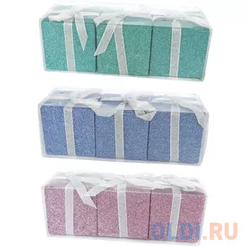 Елочные украшения Winter Wings "Подарки с блестящ. крошкой" 6 см 3 шт в ассортименте полимер