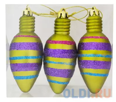 Елочные украшения Winter Wings "Подвеки с блест.крошкой" 10 см 3 шт пластик